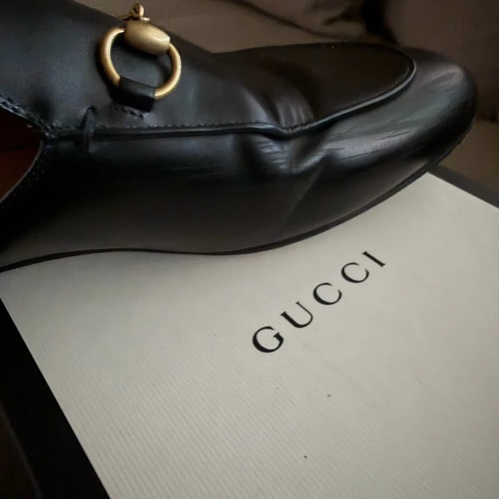 Gucci Black Leather Horsebit Slip-On Mules - Picture 8 of 11